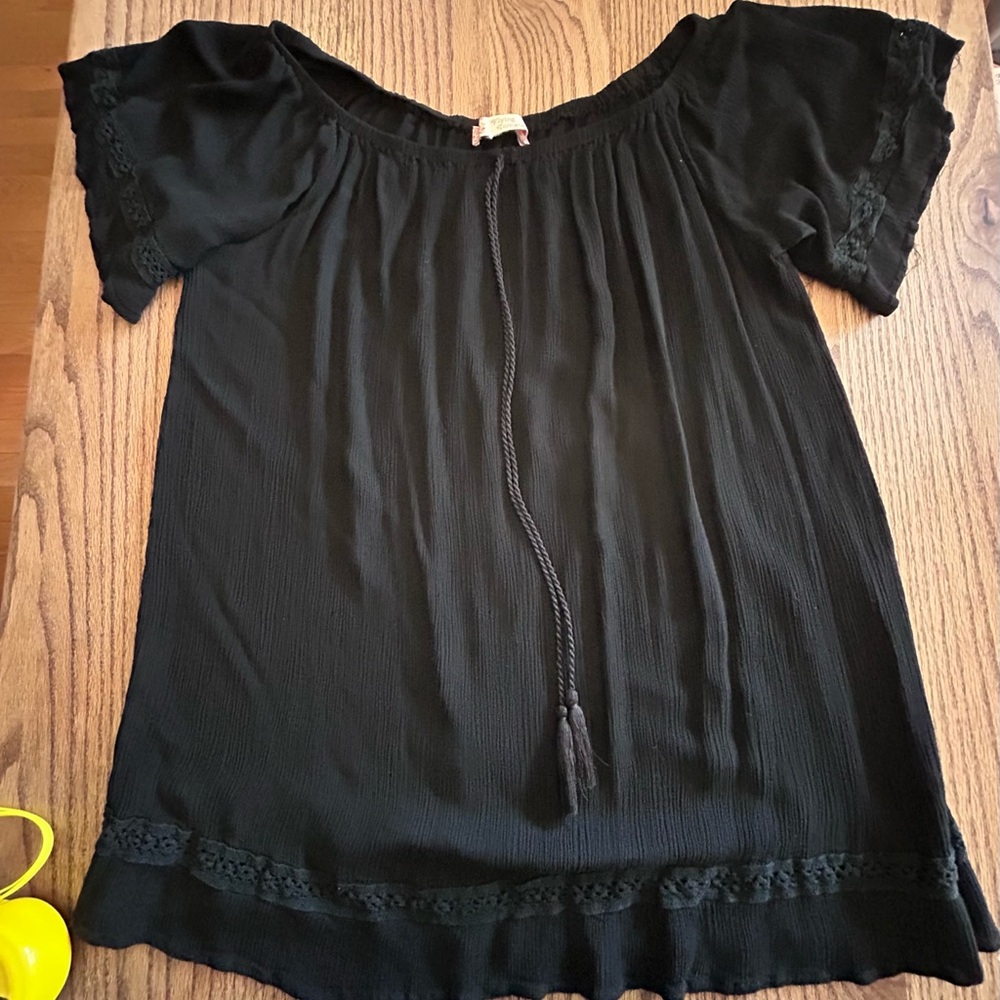 Flying Tomato boho style Black Off-Shoulder Blouse or mini dress